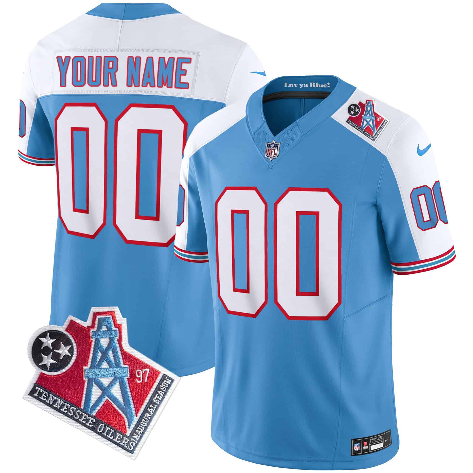 Men Tennessee Titans Light Blue 1997 Throwback 2024 Nike Limited Vapor Custom NFL Jersey style 1->customized nfl jersey->Custom Jersey